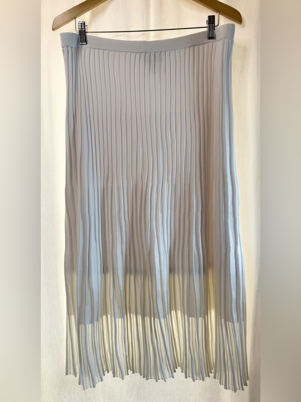 Ming Wang Cream Pleated Knit Sweater